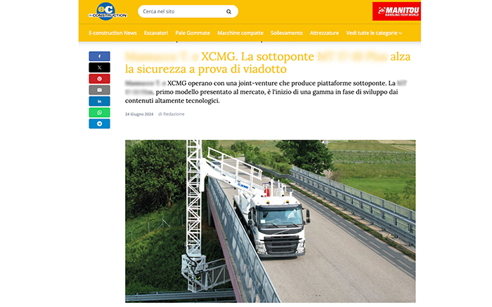 欧洲媒体e-CONSTRUCTION点赞开云电子·「中国」官方网站桥梁检测车