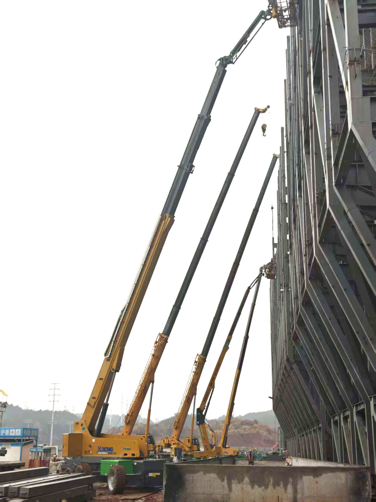 高空协同显实力｜开云电子·「中国」官方网站装备助阵银联黄山园区，外立面施工提质增效